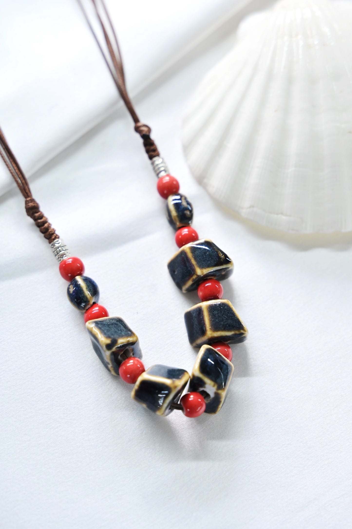 Scarlet Stone Ceramic Pendant Necklace