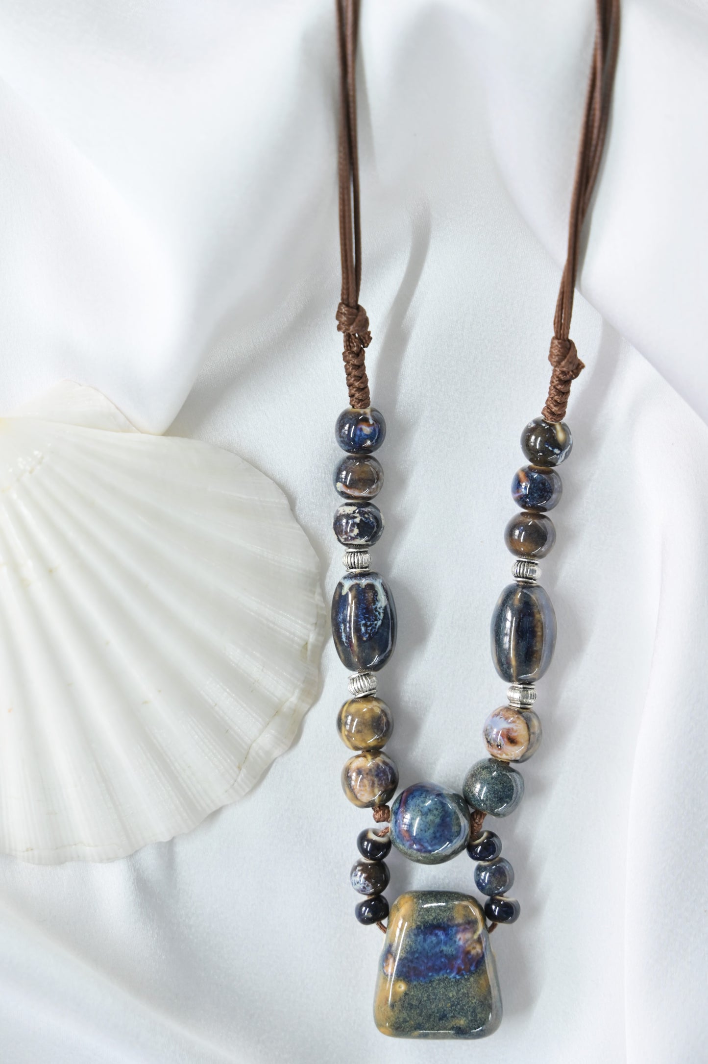 Mystic Ocean Ceramic Pendant Necklace