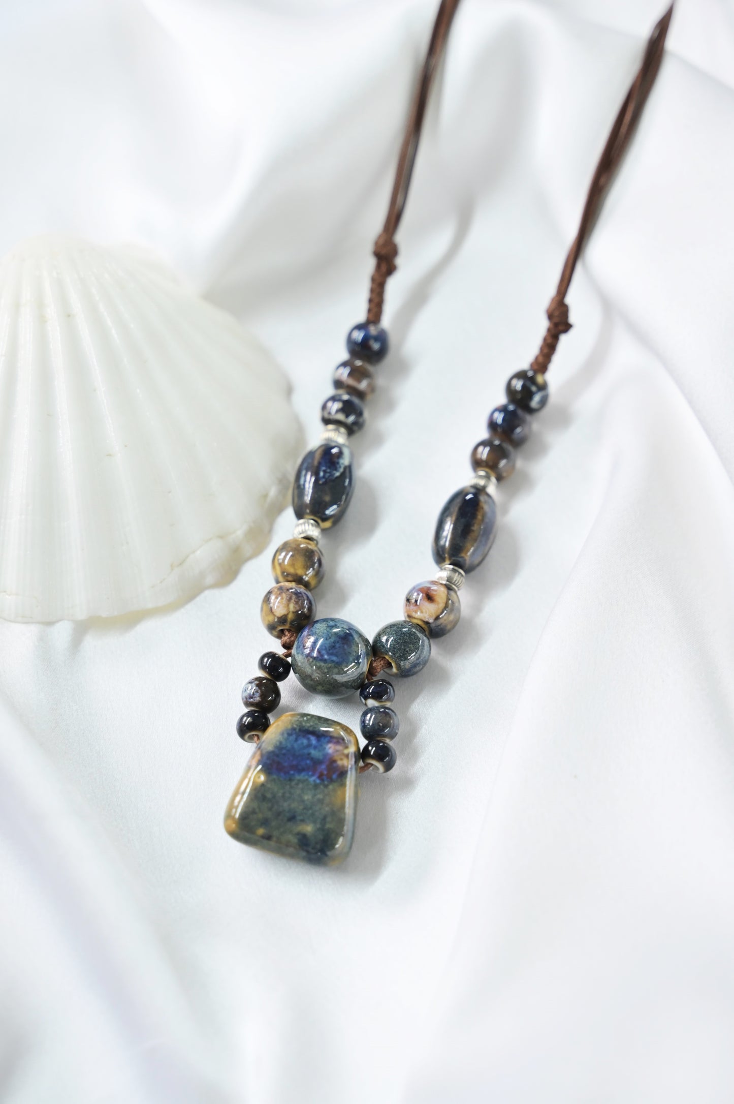 Mystic Ocean Ceramic Pendant Necklace