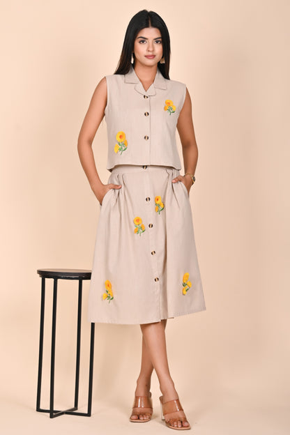 Charm Sunflower Buttoned Co-Ord Set