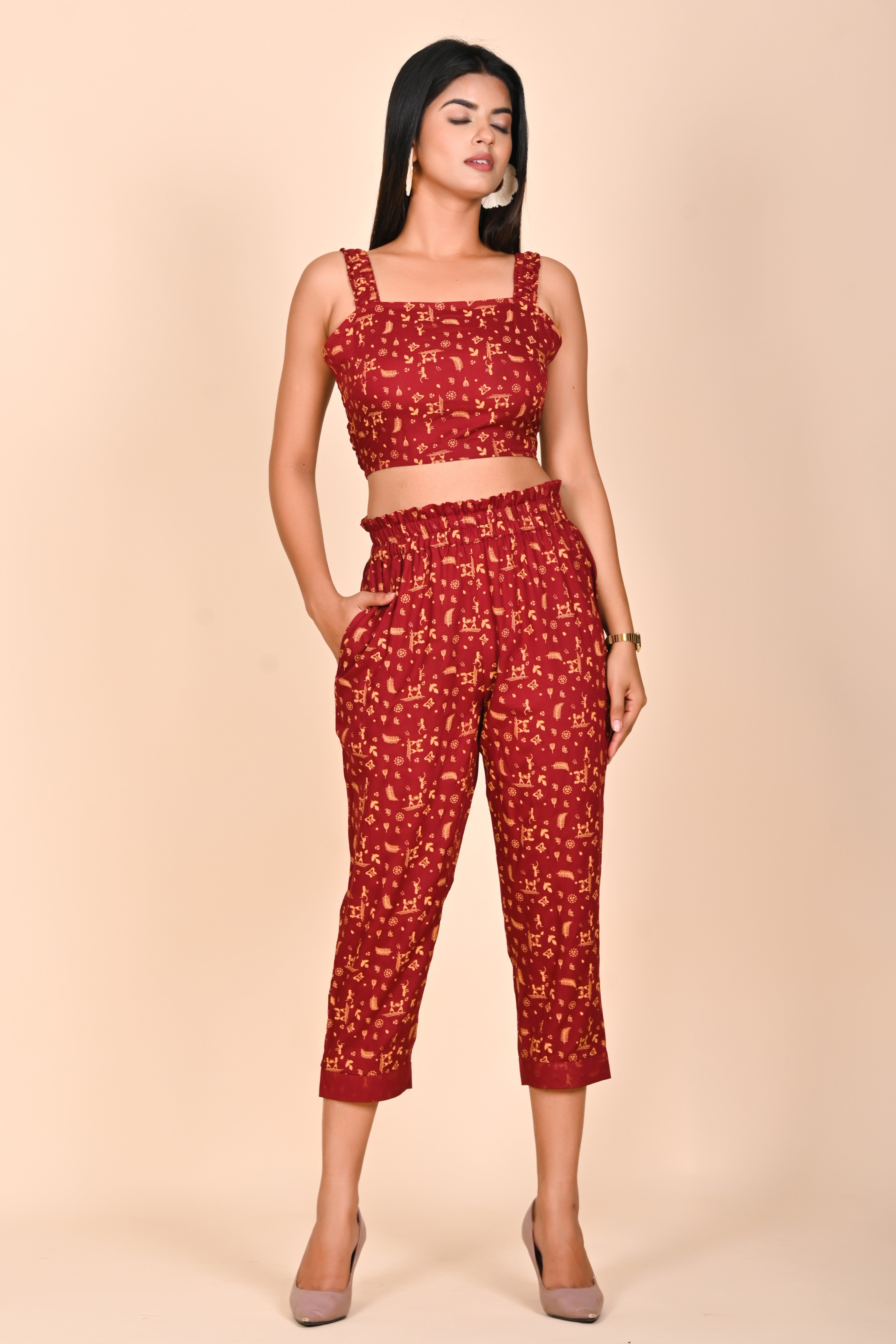 Maroon Muse Printed Set