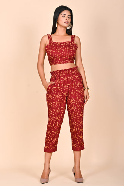 Maroon Muse Printed Set