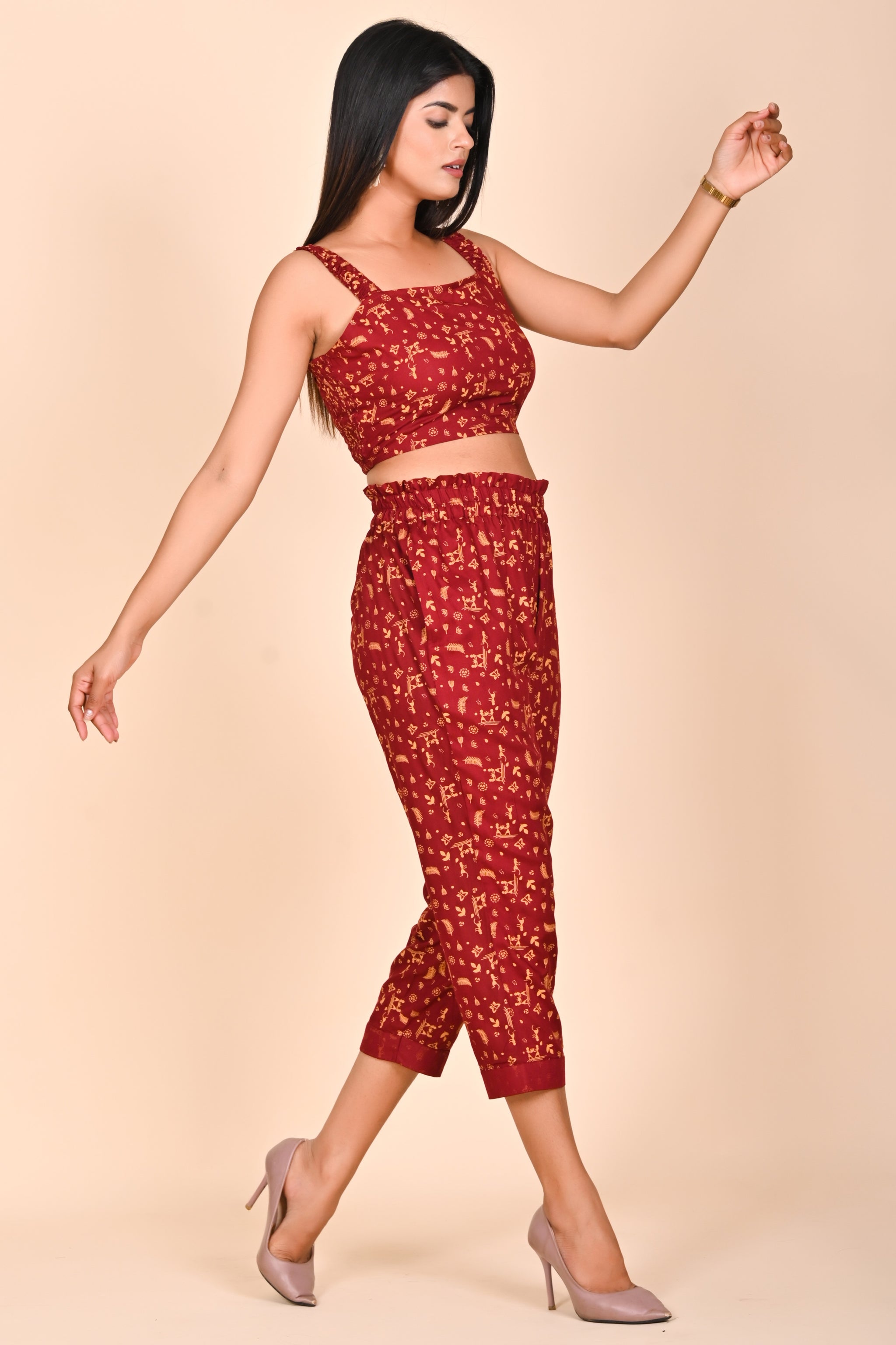 Maroon Muse Printed Set