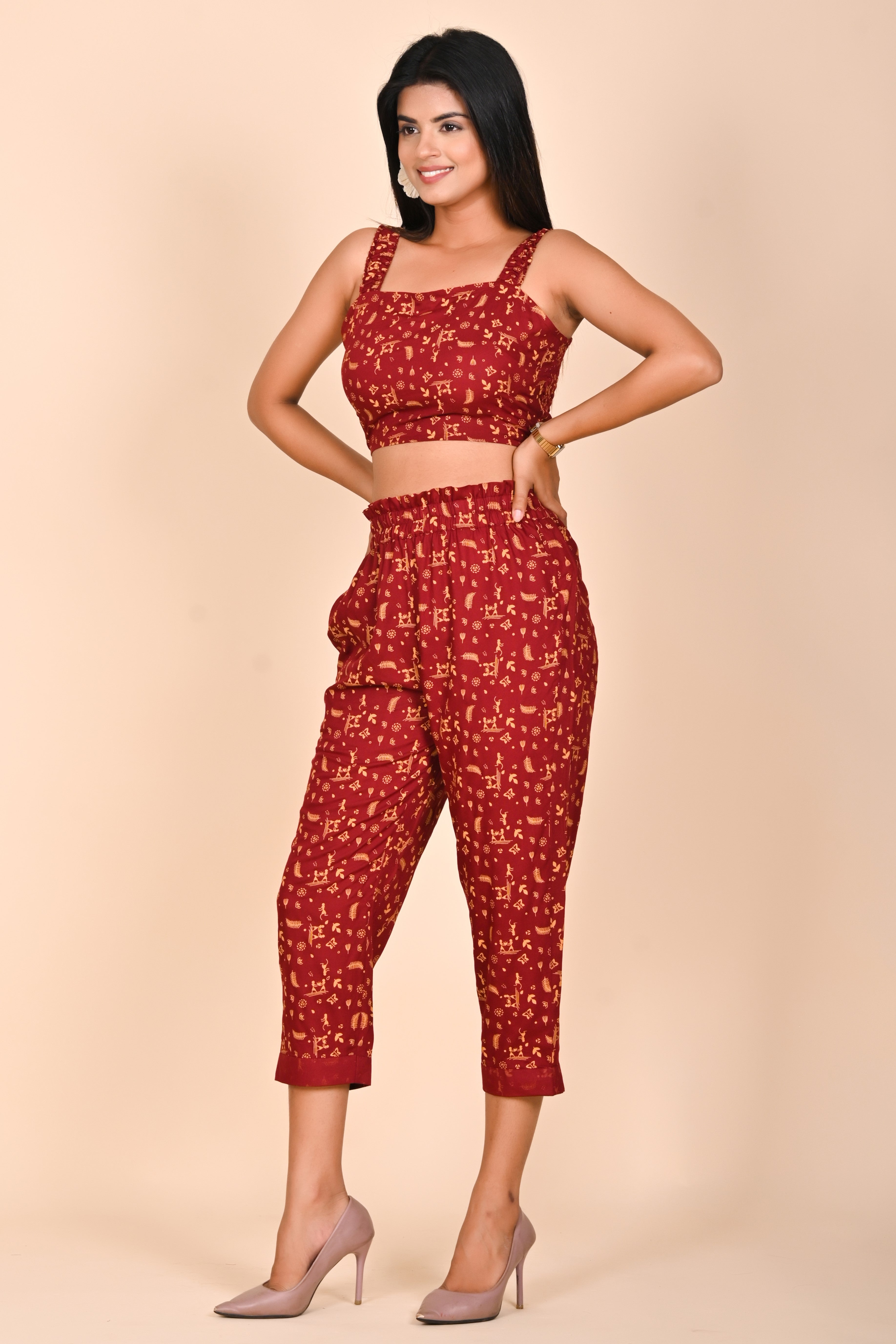 Maroon Muse Printed Set