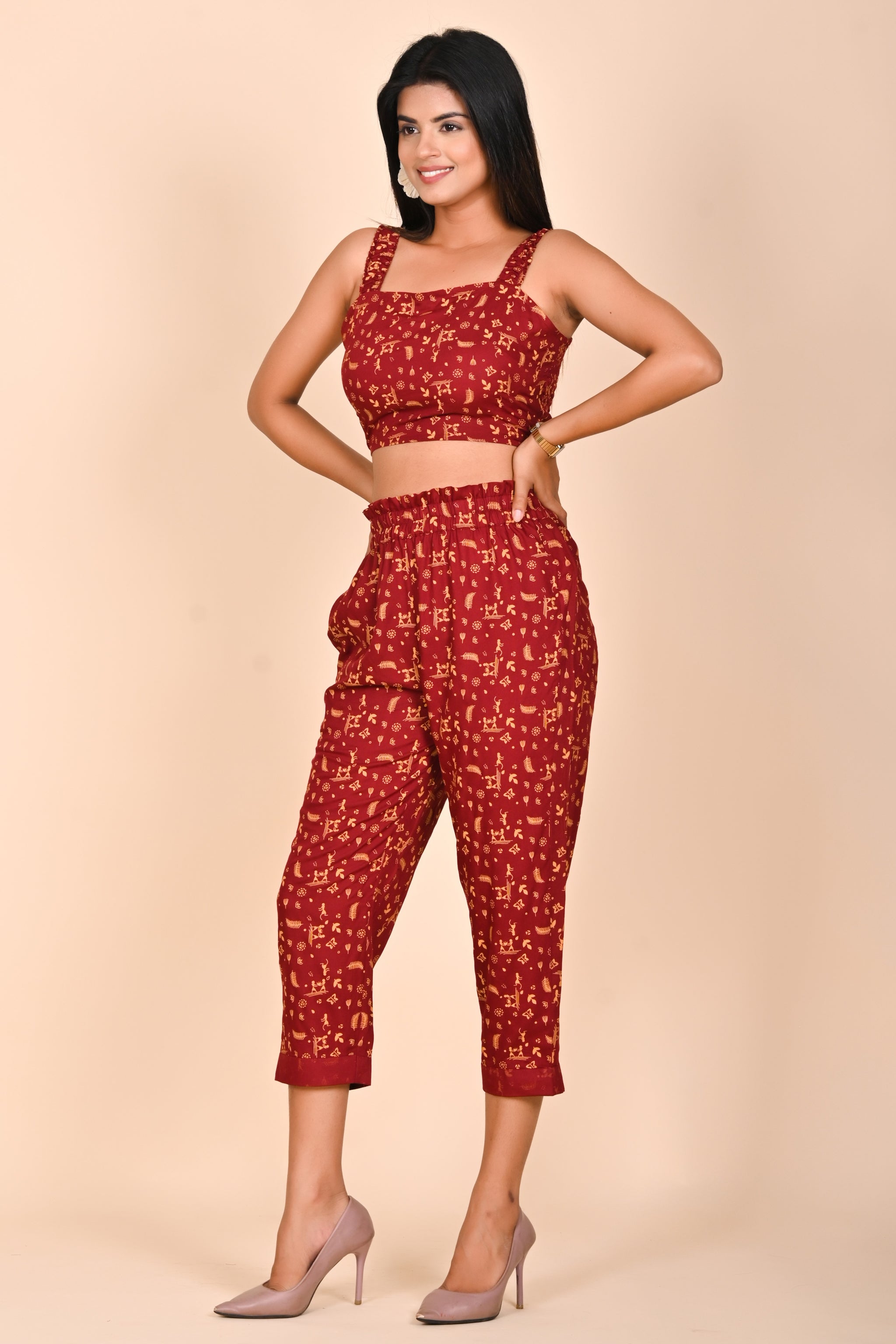 Maroon Muse Printed Set