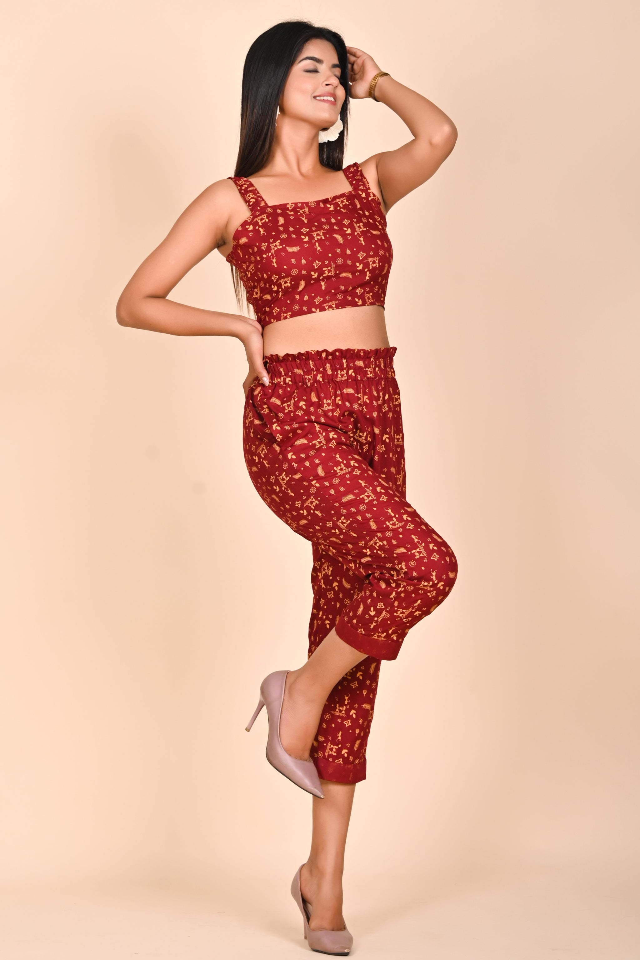 Maroon Muse Printed Set