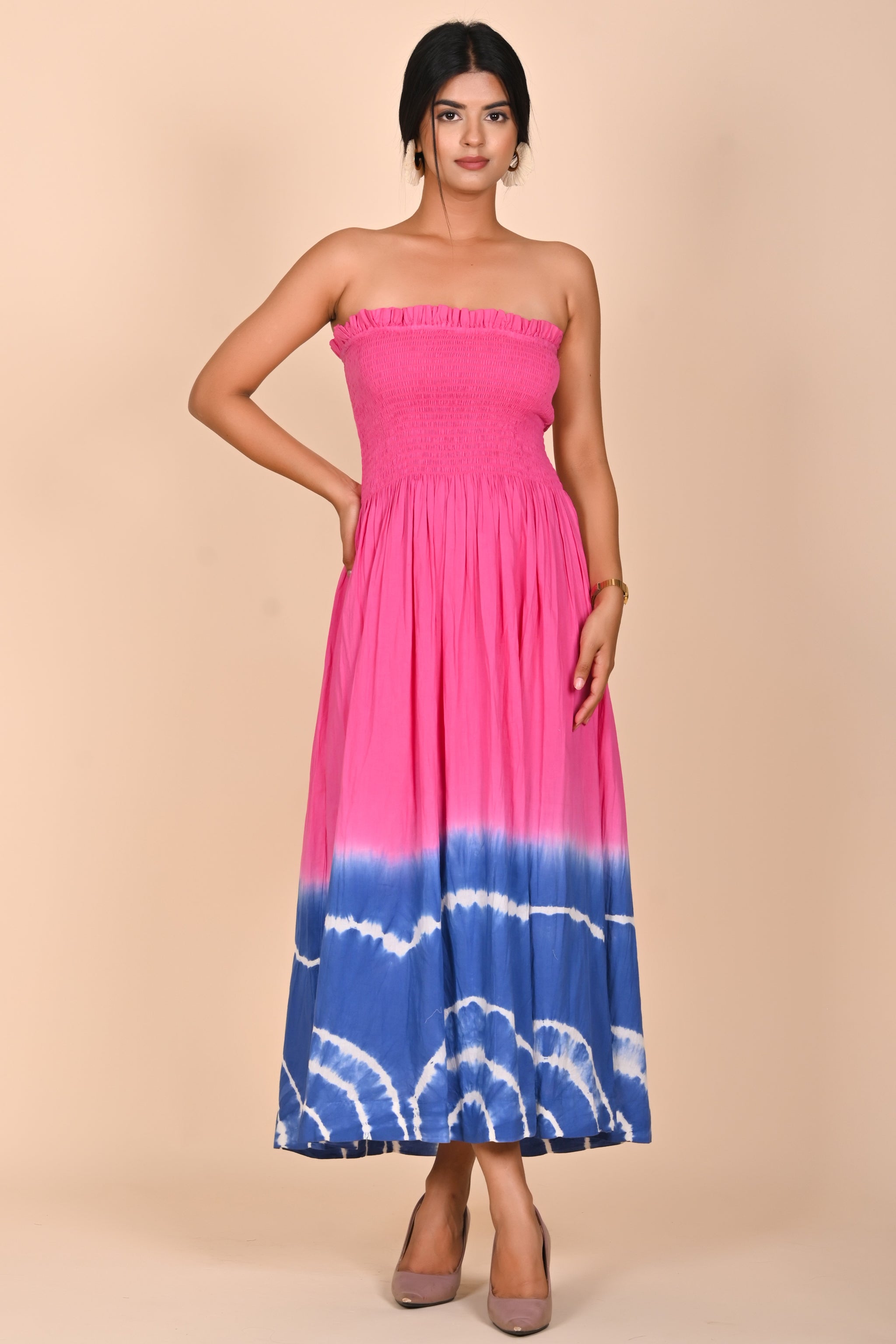 Tropical Sunset Smocked Maxi Dress