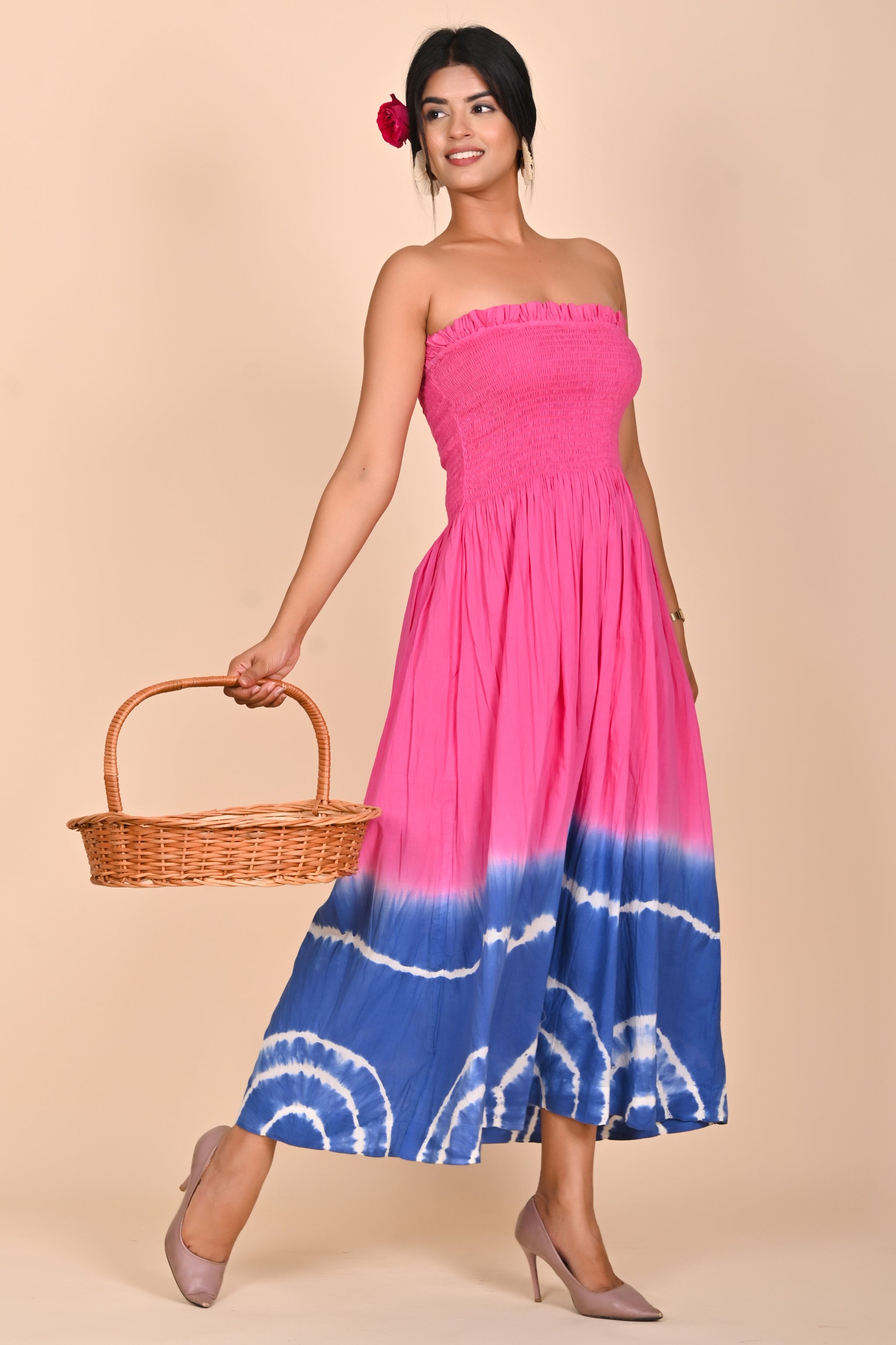 Tropical Sunset Smocked Maxi Dress