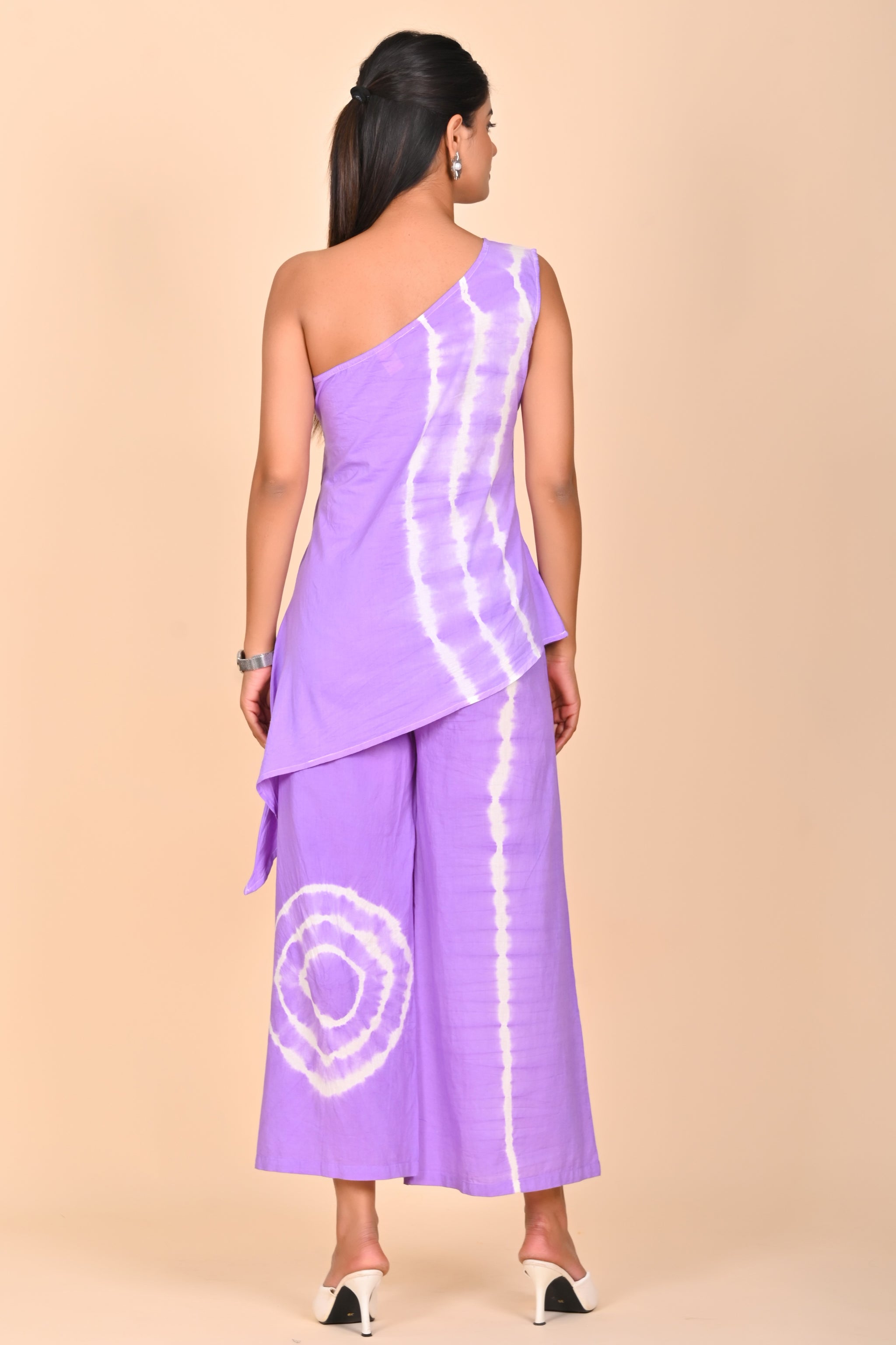 Purple Bloom One-Shoulder Set