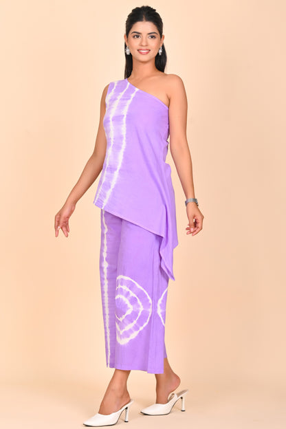 Purple Bloom One-Shoulder Set