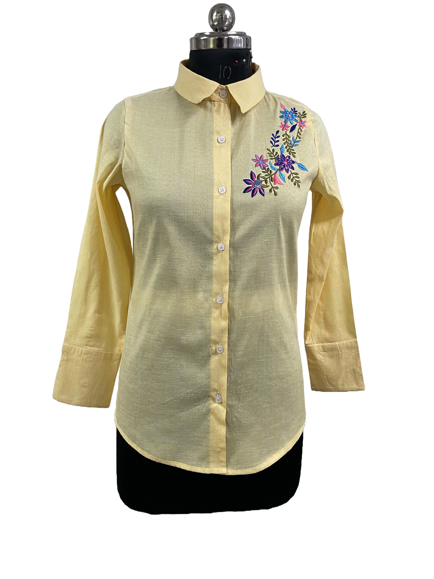 Threaded Beauty Embroidery Shirt (Yellow)