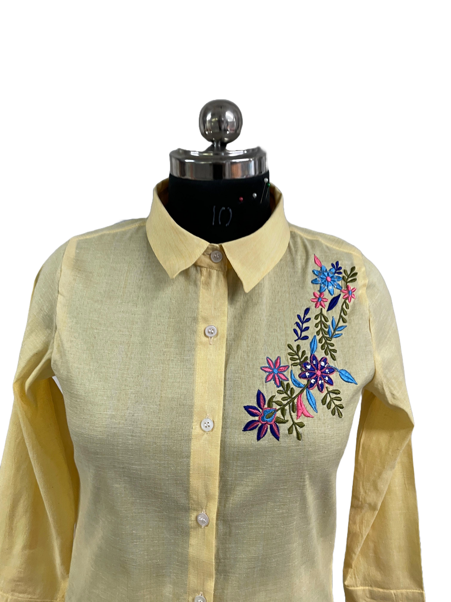 Threaded Beauty Embroidery Shirt (Yellow)