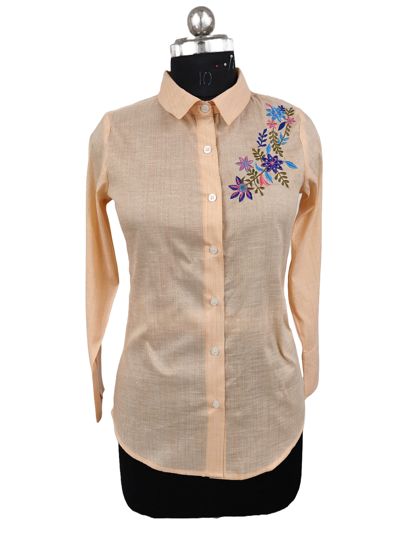 Threaded Beauty Embroidery Shirt (Orange)