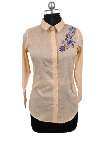 Threaded Beauty Embroidery Shirt (Orange)