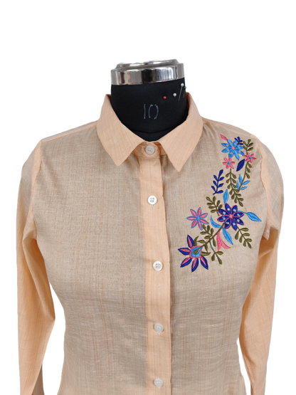 Threaded Beauty Embroidery Shirt (Orange)